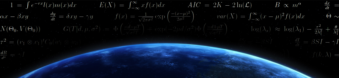 Earth from space with mathematical equations floating out in space around it